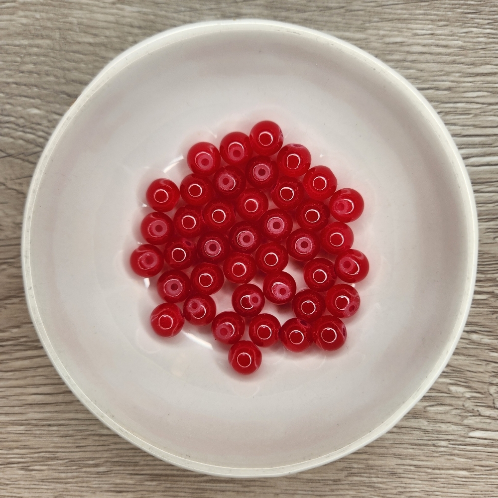 RedvGlass Beads 8mm Round 40 Bead Count #90